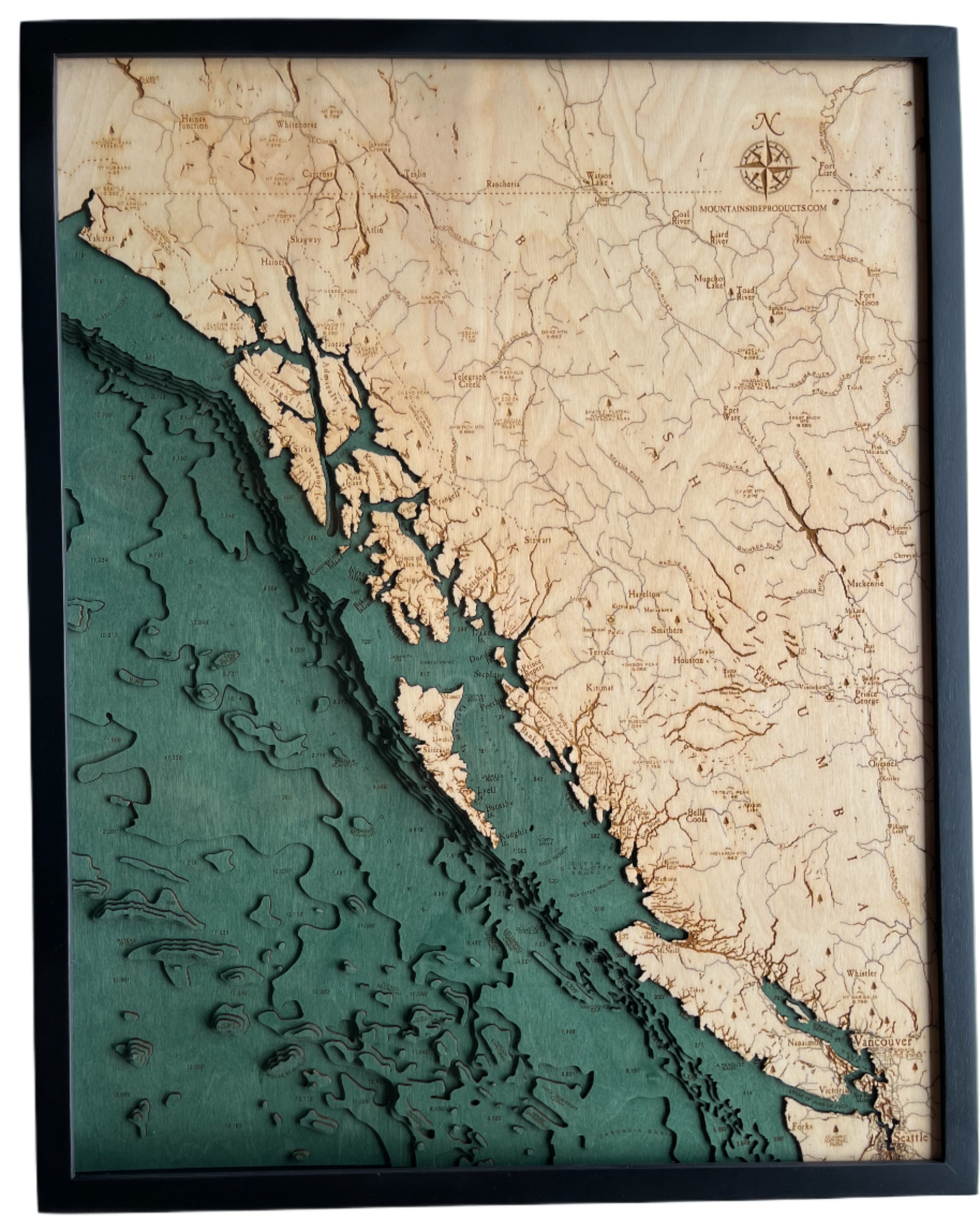 Nautical 3-D Wall Map - British Columbia Coast