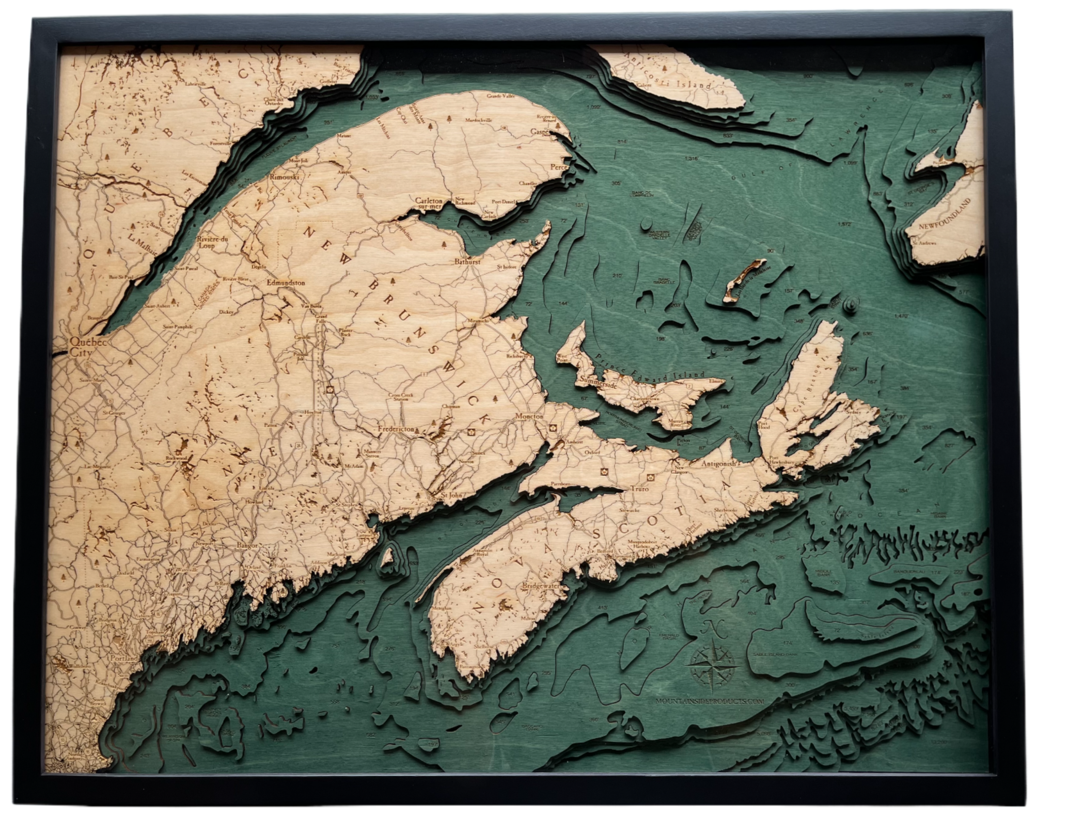 Nautical 3-D Wall Map - Canadian Maritimes