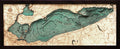 Lake Erie 3D wood wall map in a dark frame, layered Baltic birch with blue-green water