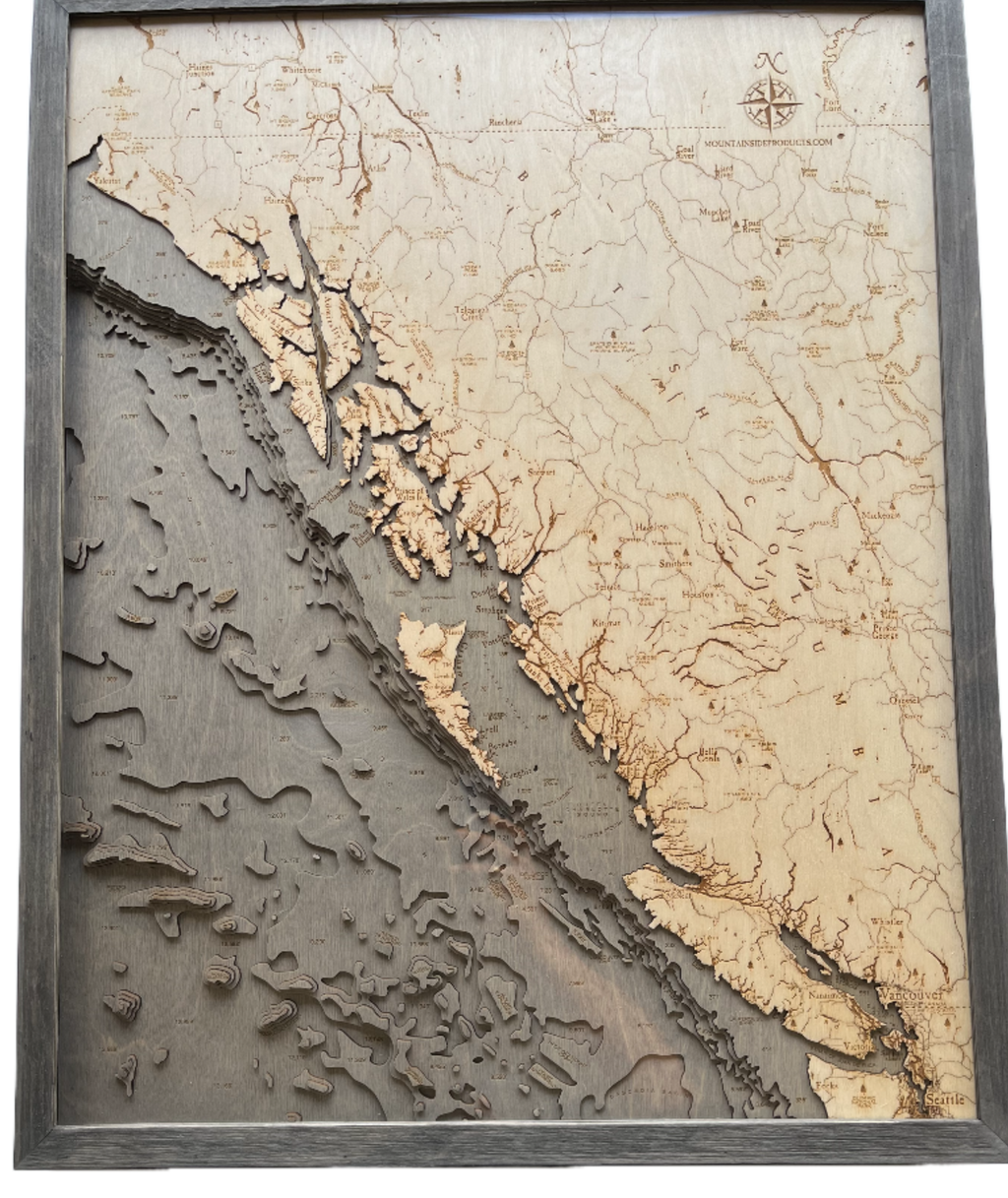 Nautical 3-D Wall Map - British Columbia Coast