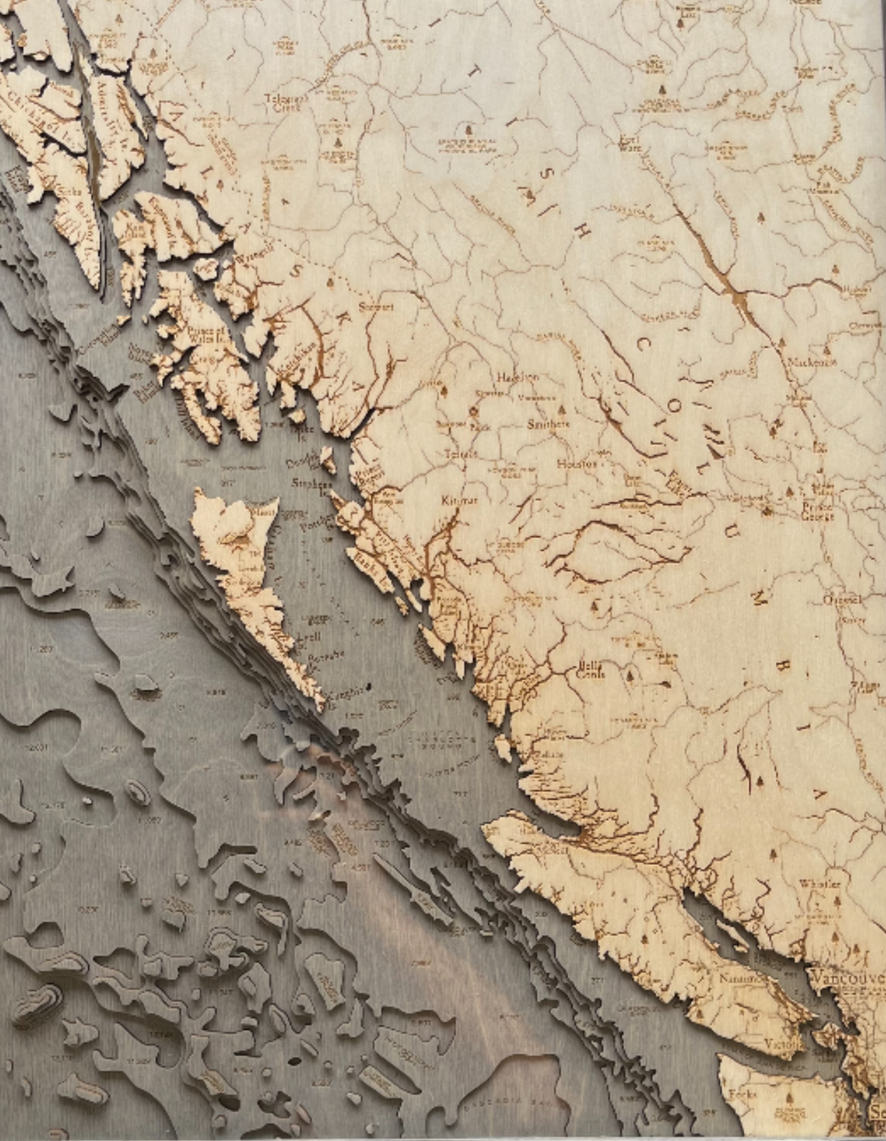 Nautical 3-D Wall Map - British Columbia Coast