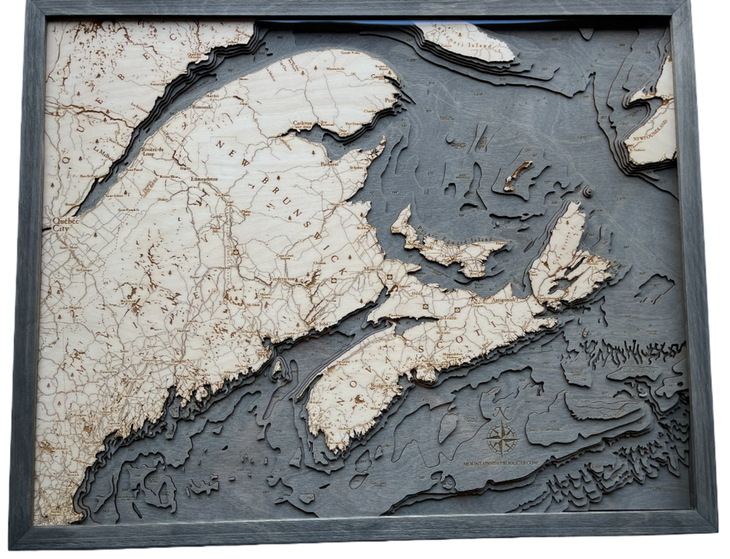 Nautical 3-D Wall Map - Canadian Maritimes