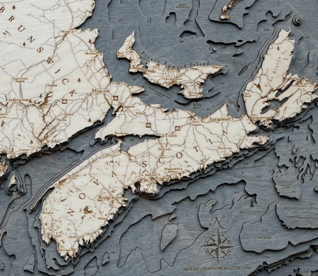Nautical 3-D Wall Map - Canadian Maritimes