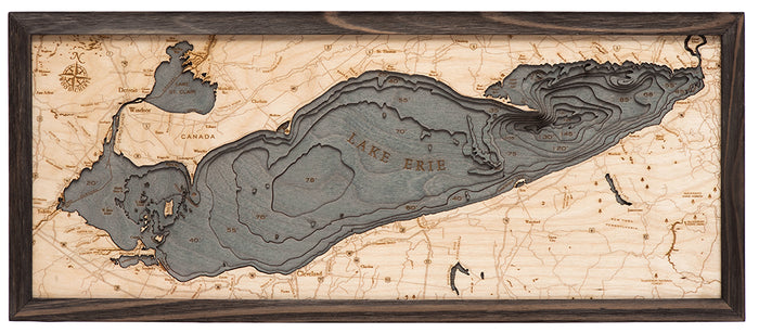 Lake Erie 3D Wood Wall Map