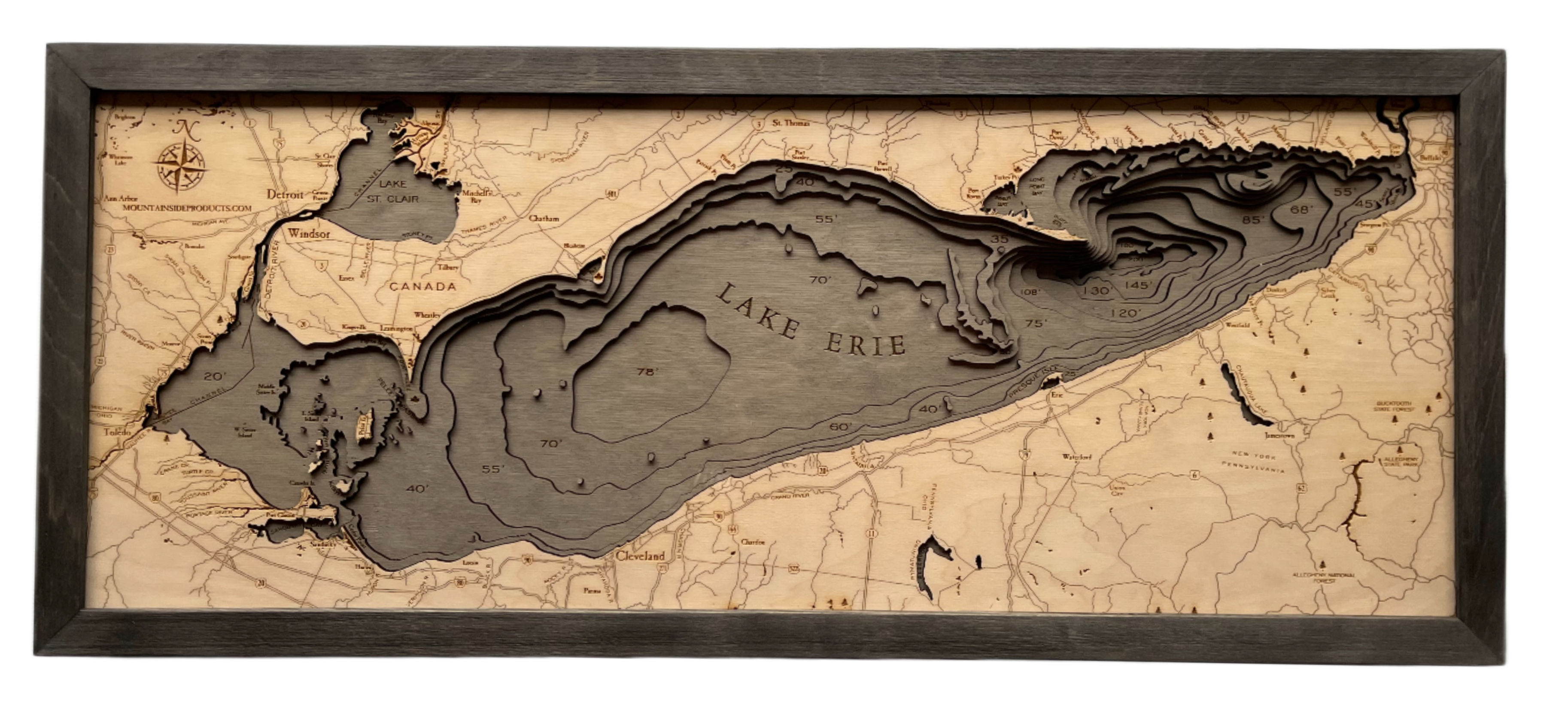 Nautical 3-D Wall Map - Lake Erie