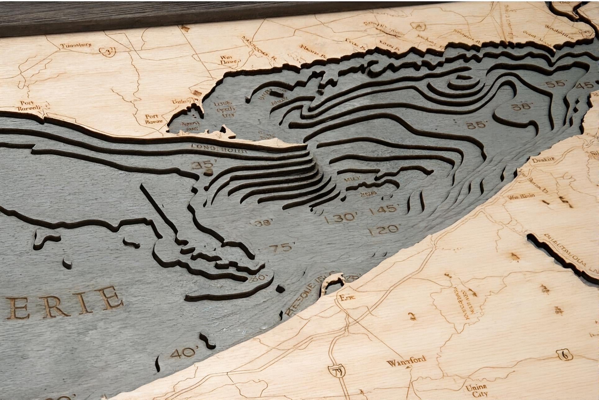 Nautical 3-D Wall Map - Lake Erie