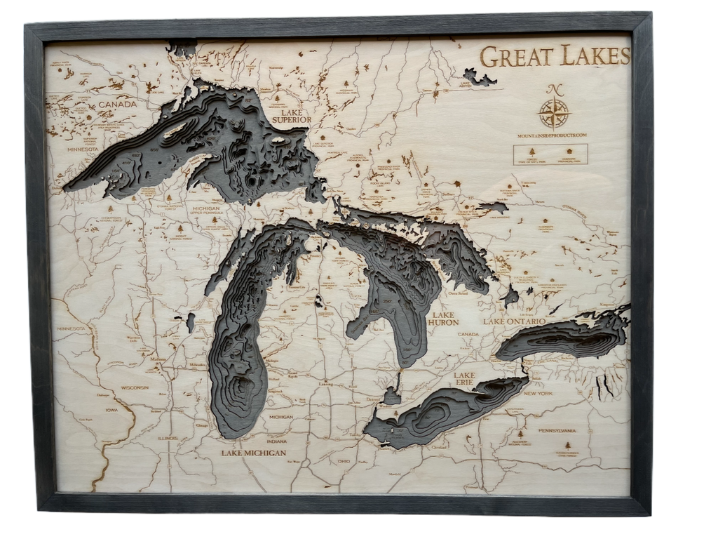 Nautical 3-D Wall Map - Great Lakes