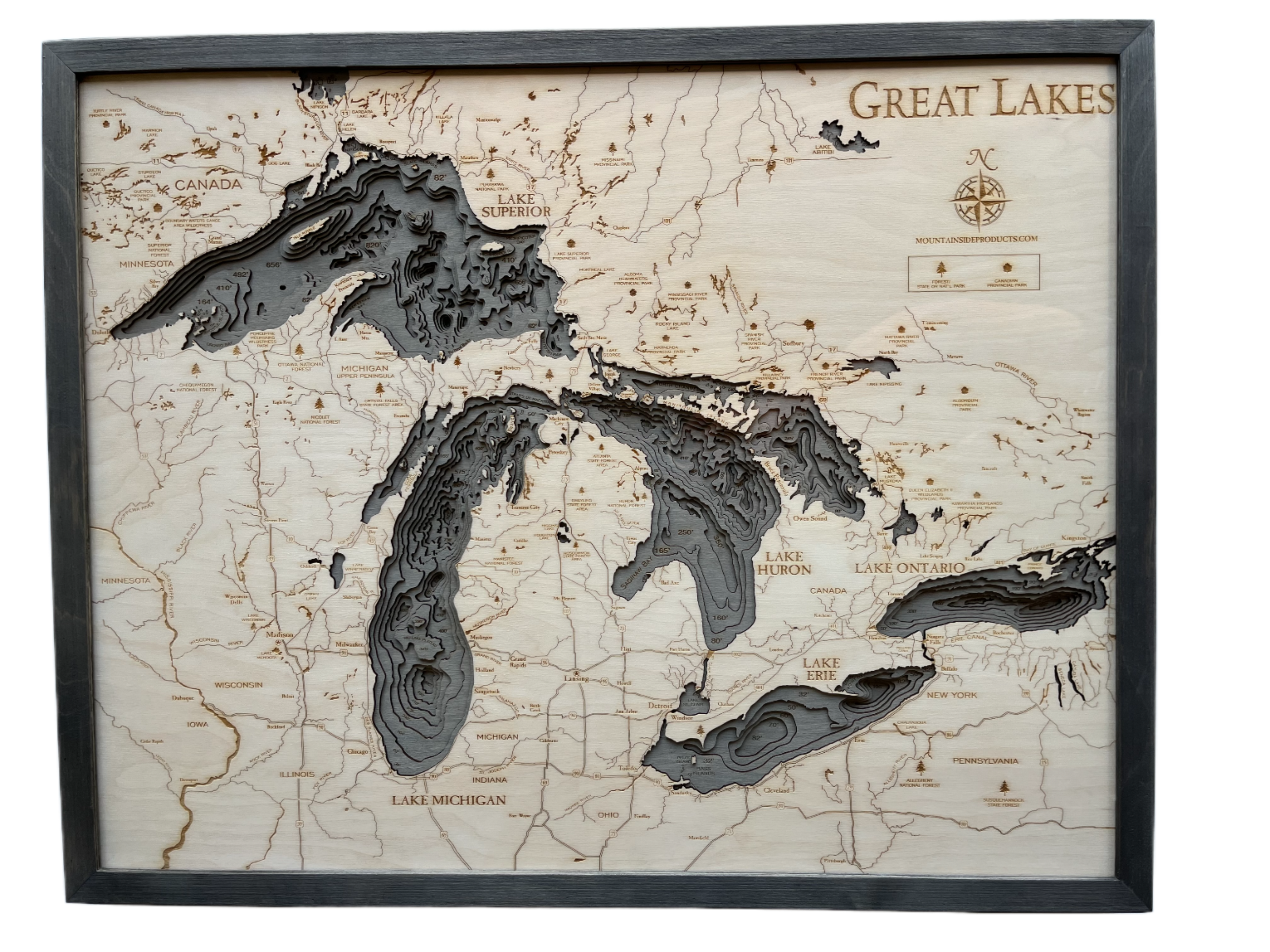 Nautical 3-D Wall Map - Great Lakes