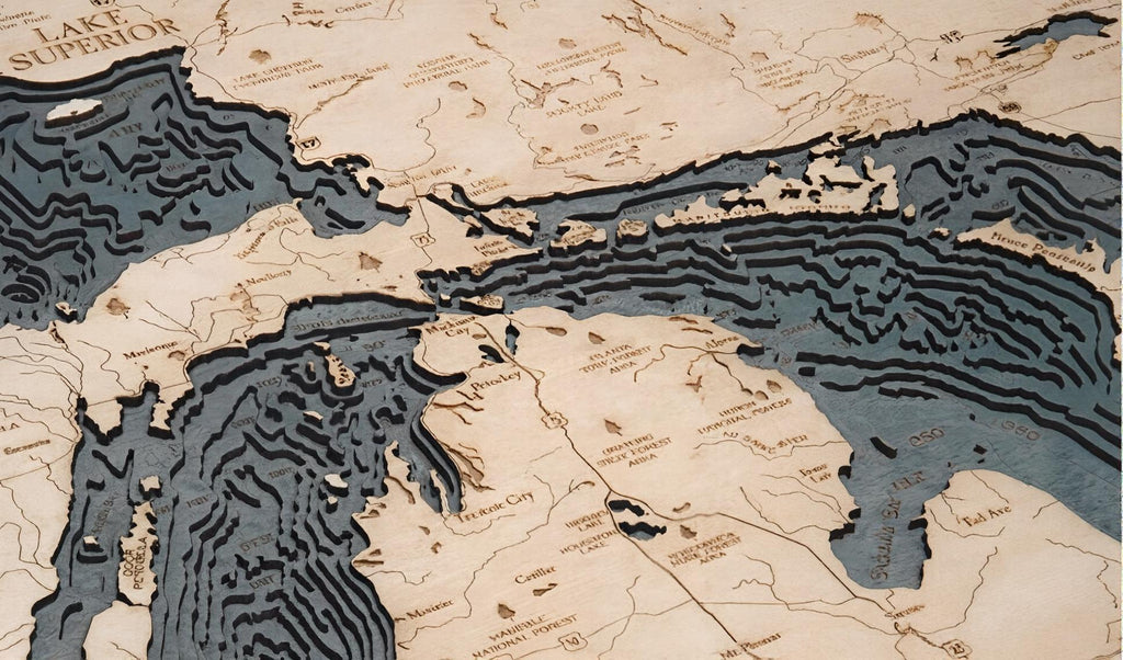 Nautical 3-D Wall Map - Great Lakes