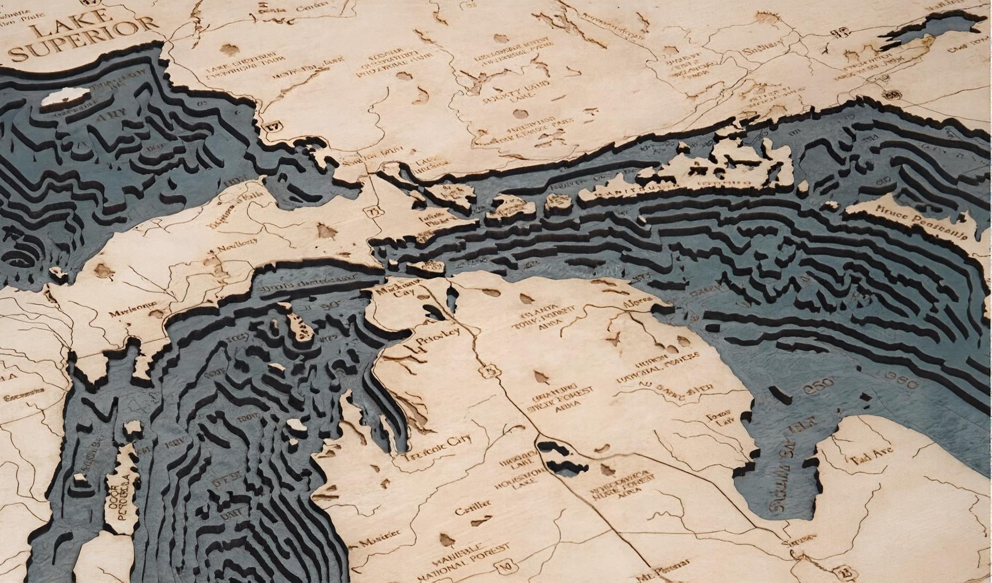 Nautical 3-D Wall Map - Great Lakes
