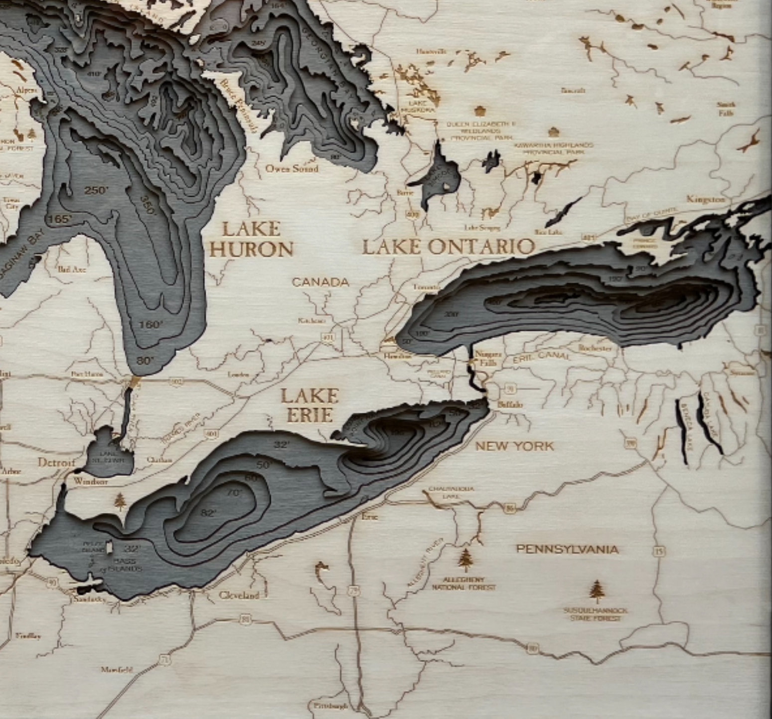 Nautical 3-D Wall Map - Great Lakes