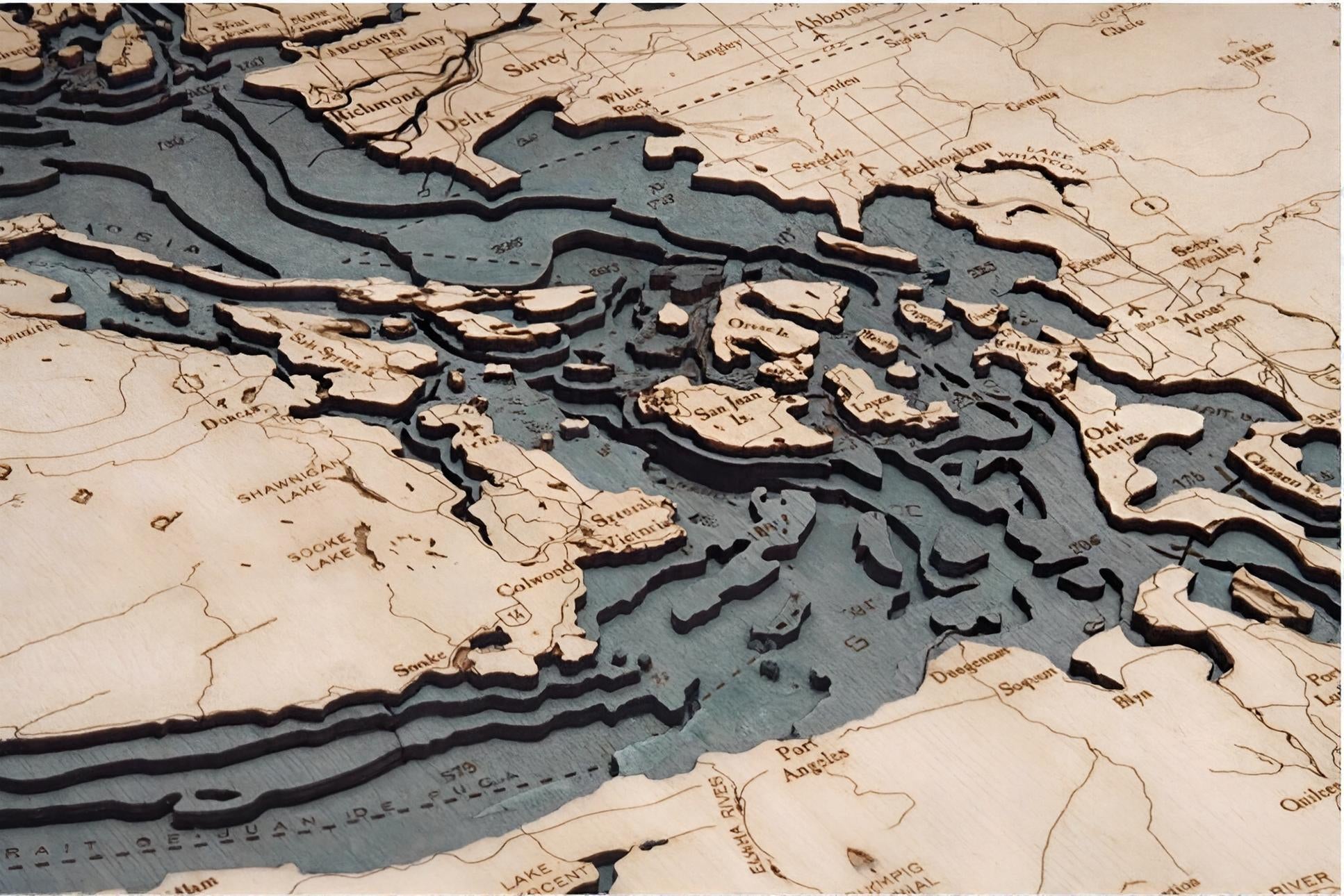 Nautical 3-D Wall Map - Salish Sea