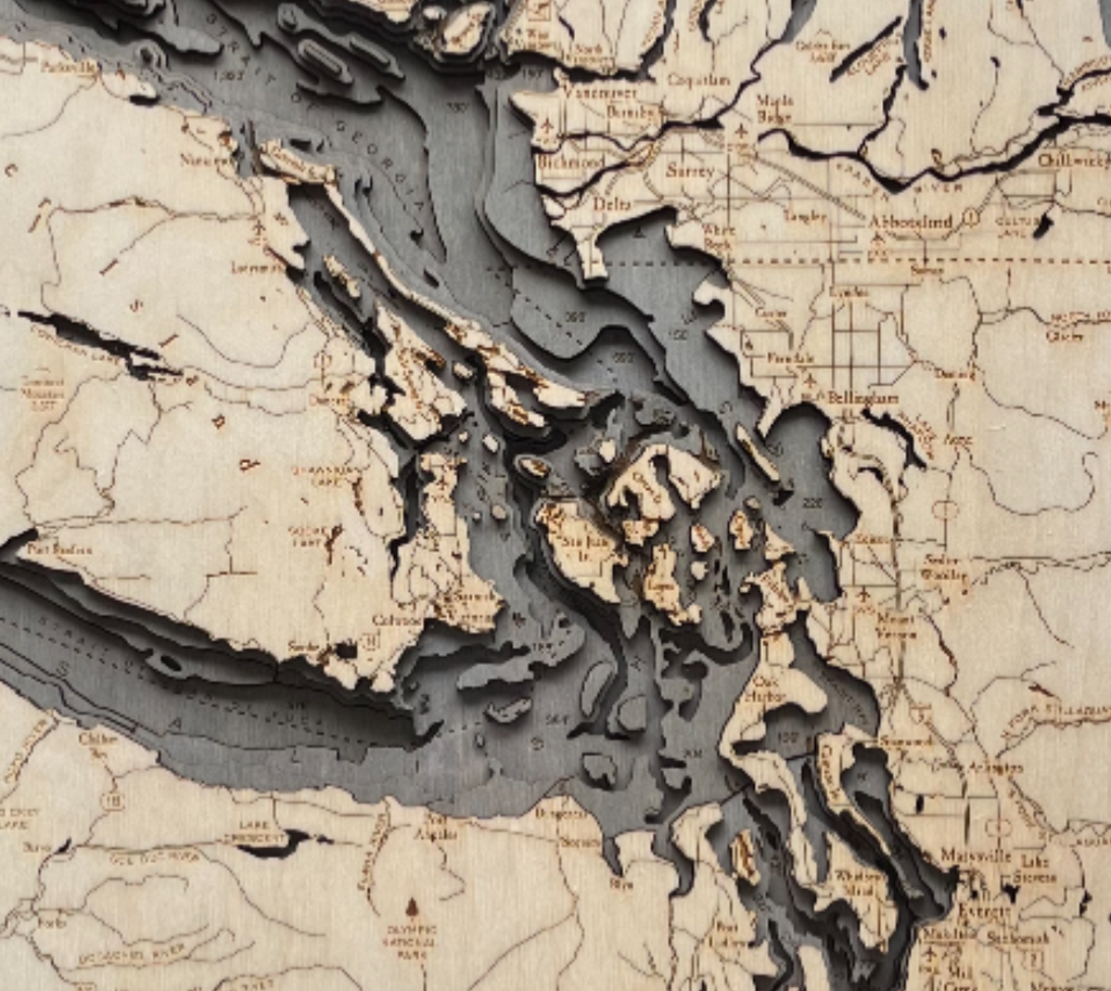 Nautical 3-D Wall Map - Salish Sea