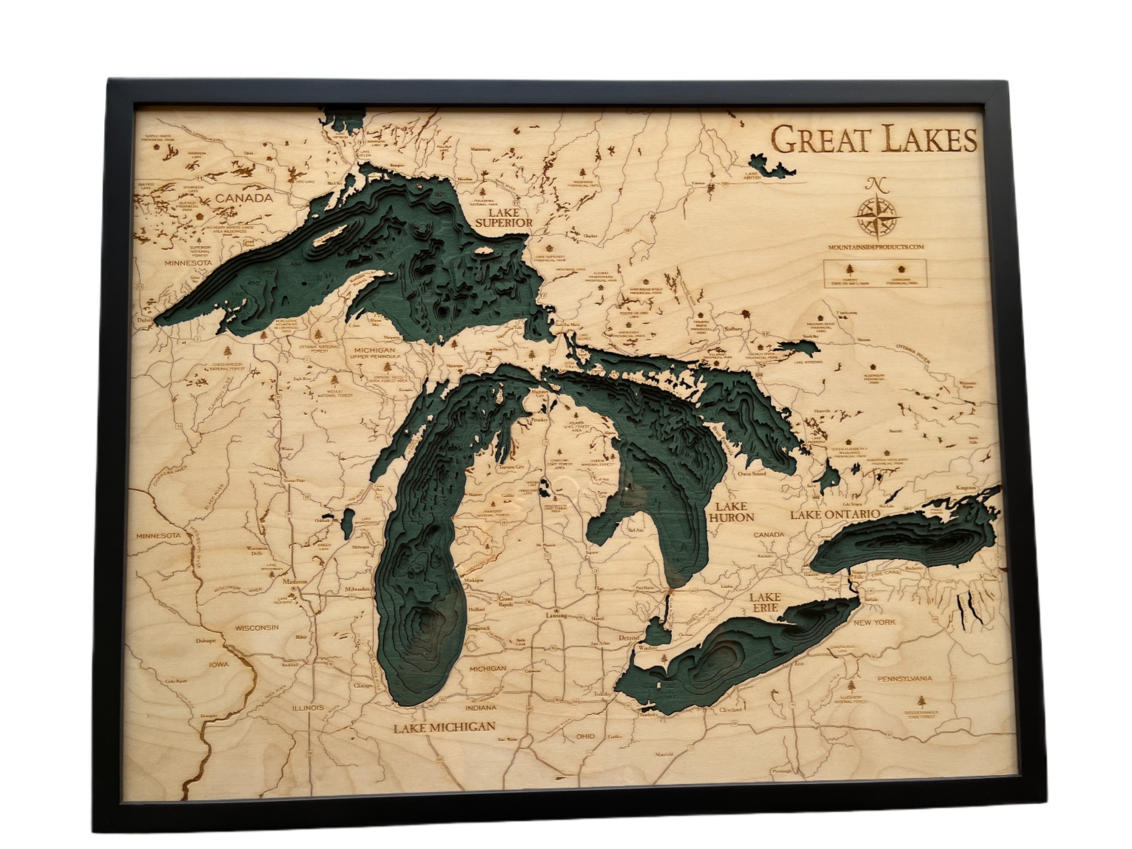 Nautical 3-D Wall Map - Great Lakes