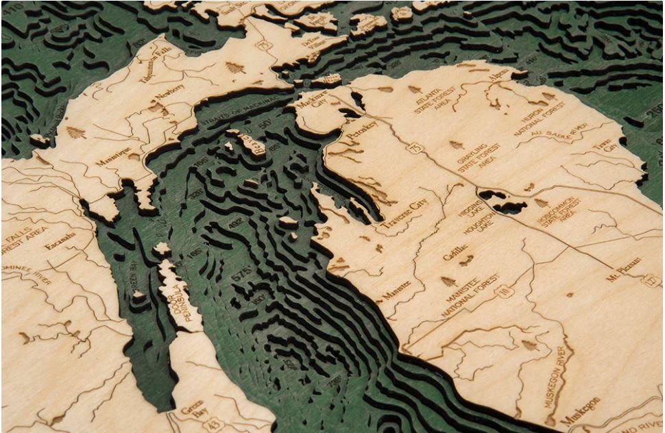 Nautical 3-D Wall Map - Great Lakes