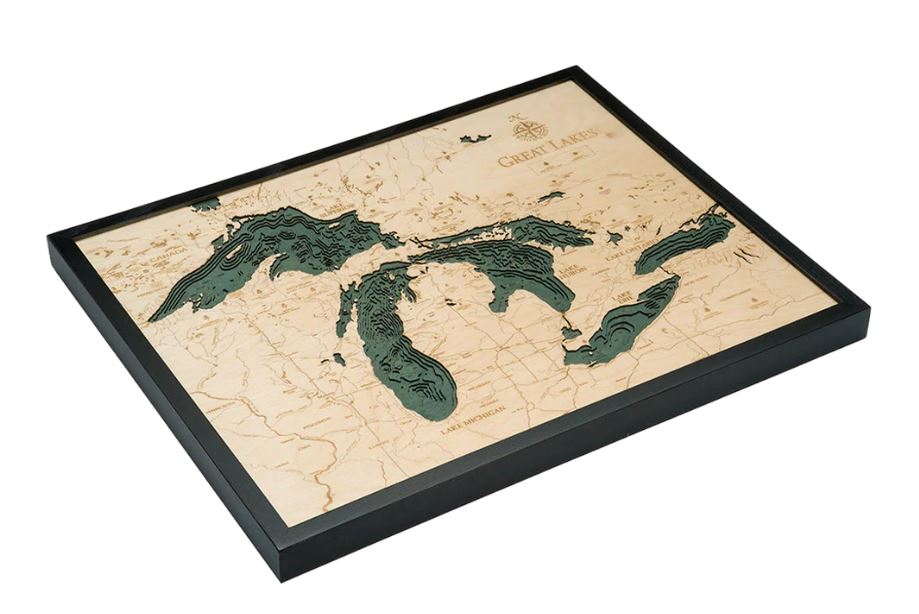 Nautical 3-D Wall Map - Great Lakes