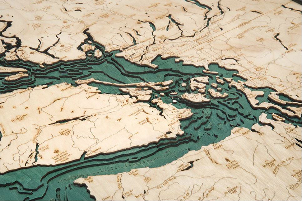 Nautical 3-D Wall Map - Salish Sea