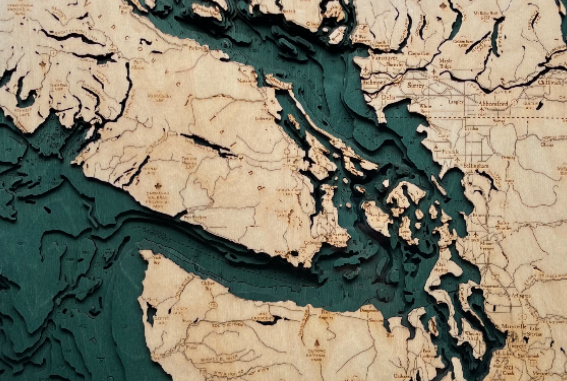 Nautical 3-D Wall Map - Salish Sea